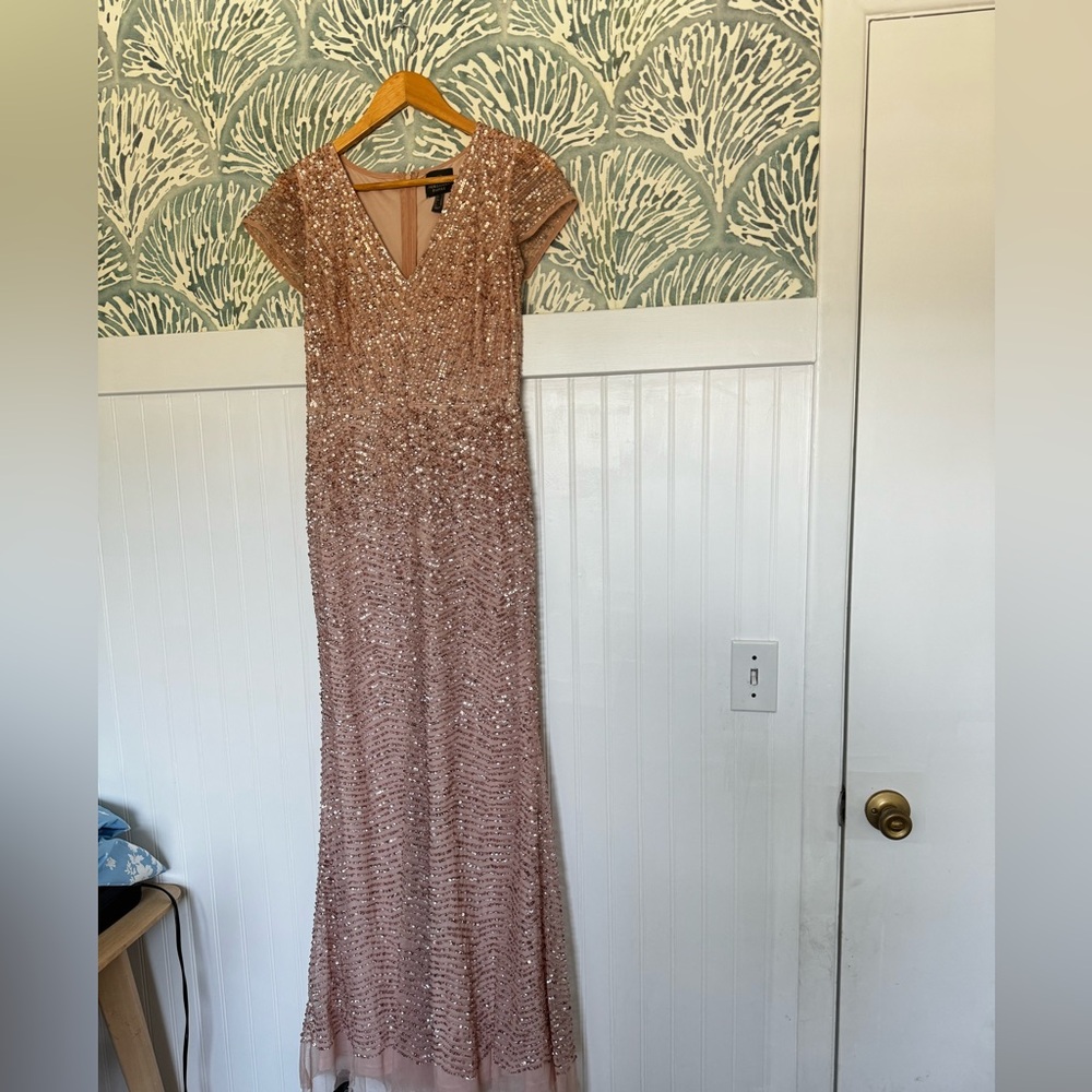 Adrianna Papell Pink Blush Sequin Sparkle Gown in Women’s 2 - Picture 3 of 5